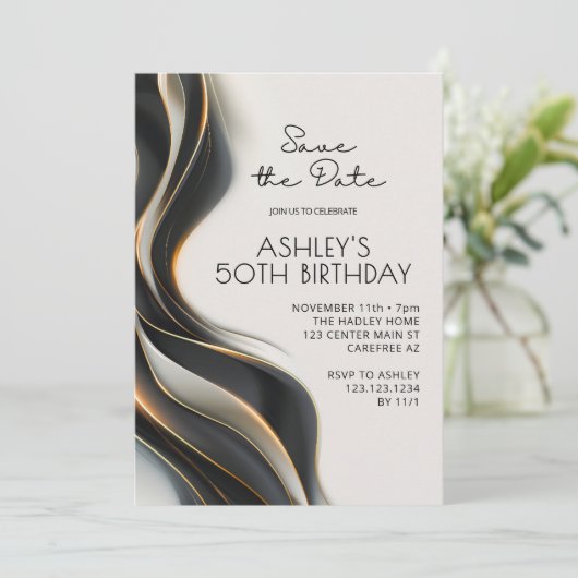 Bewaar de datum Modern Elegant 50ste verjaardag Kaart (Staand voorkant)