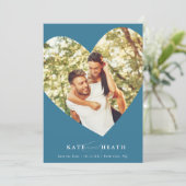 BEWAAR DE DATUM modern foto elegante hart denim  Kaart (Staand voorkant)