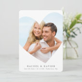 BEWAAR DE DATUM modern foto hart frame wit grijs Kaart (Staand voorkant)