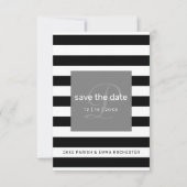 Bewaar de datum Modern Monogram Black White Stripe Save The Date (Voorkant)