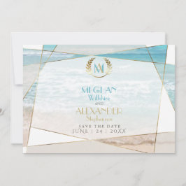 Bewaar de datum | Modern Monogram Geometrisch Stra Save The Date