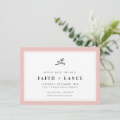 BEWAAR DE DATUM modern takje schattige rand roze r Save The Date (Staand voorkant)