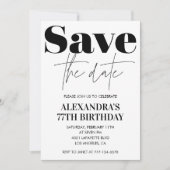 Bewaar de datum Modern White 77e verjaardag Kaart (Voorkant)