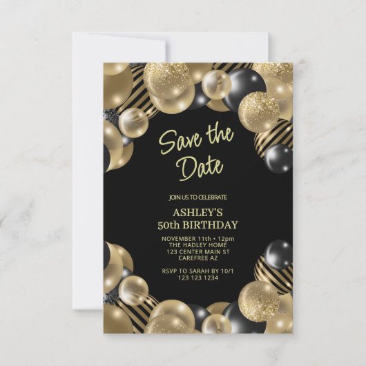 Bewaar de datum Moderne 50e verjaardag Kaart (Voorkant)