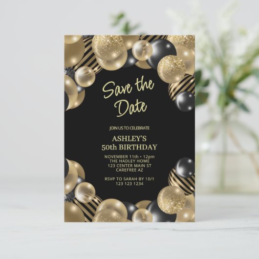 Bewaar de datum Moderne 50e verjaardag Kaart (Staand voorkant)