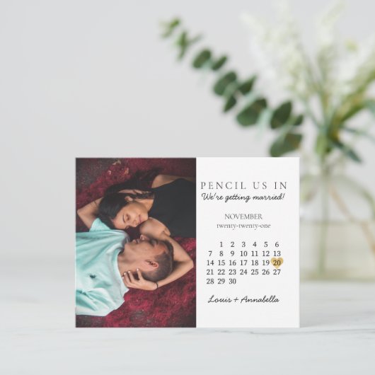 Bewaar de datum Moderne kalender Gouden Hart Nov 2 Briefkaart (Staand voorkant)