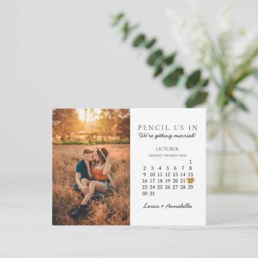 Bewaar de datum Moderne kalender Gouden Hart okt 2 Briefkaart (Staand voorkant)