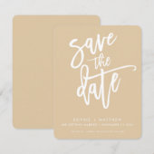 BEWAAR DE DATUM moderne kalligrafie script sage wh Save The Date (Voorkant / Achterkant)