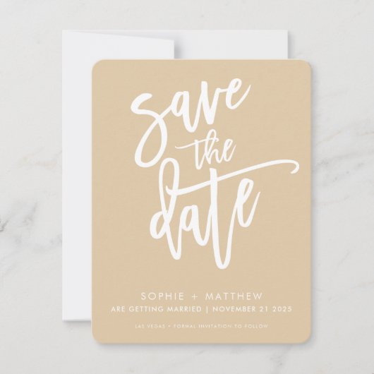 BEWAAR DE DATUM moderne kalligrafie script sage wh Save The Date (Voorkant)