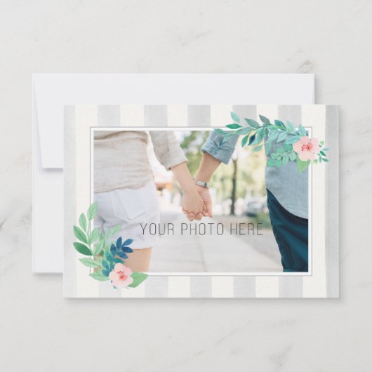 Bewaar de datum Moderne strepen & Boheemse bloemen Save The Date (Achterkant)