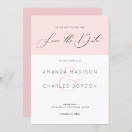 Bewaar de datum moderne typografie roze en wit kaart