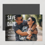 Bewaar de datum moderne typografische foto save the date (Voorkant / Achterkant)