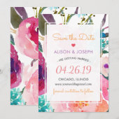 Bewaar de datum | Moderne waterverf tuin bloemen Save The Date (Voorkant / Achterkant)