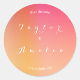 Bewaar de datum Moderne Zonsondergang Ombre Ronde Sticker
