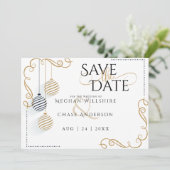 Bewaar de datum  |  Moderne Zwarte en Gouden Balle Save The Date (Staand voorkant)