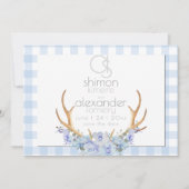 Bewaar de datum | Monogram Blauw Gingang Bloemen B Save The Date (Voorkant)