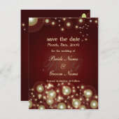 Bewaar de datum, monogram + champagnebubbels aankondigingskaart (Voorkant / Achterkant)