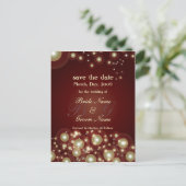 Bewaar de datum, monogram + champagnebubbels aankondigingskaart (Staand voorkant)