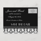 Bewaar de datum Monogram Damaskaankondiging Aankondigingskaart (Achterkant)