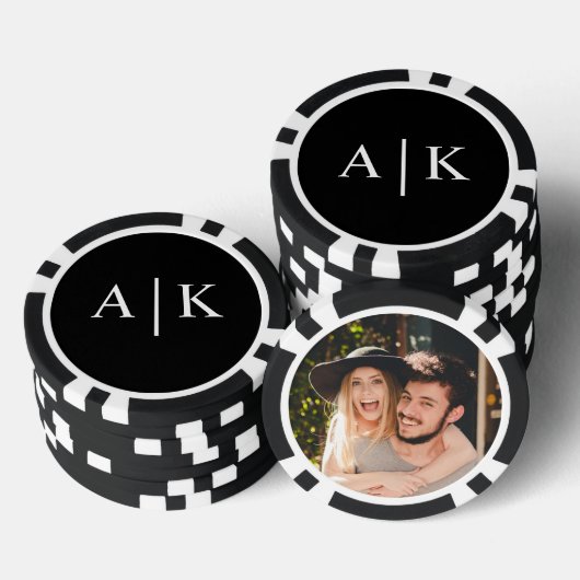 Bewaar de datum Monogram Foto Poker Chip (Opstapeling)