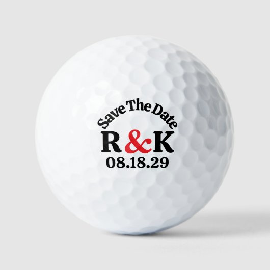 BEWAAR DE DATUM Monogram Initiaal & Rode Ampersand Golfballen (Voorkant)