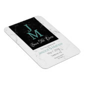 Bewaar de datum, Monogram wit & zwart marmer, DIY Magneet (Rechterzijde)