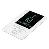 Bewaar de datum, Monogram wit & zwart marmer, DIY Magneet (Linkerzijde)