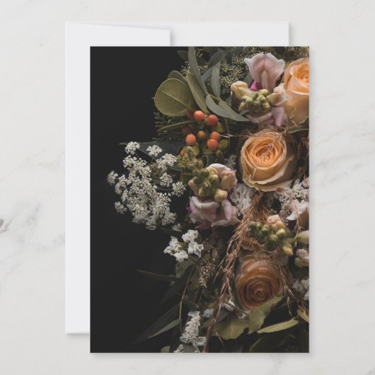 Bewaar de datum Moody Bloemen, sinaasappel wit Blo Kaart (Achterkant)