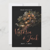 Bewaar de datum Moody Bloemig,sinaasappel Wit Bloe Kaart (Voorkant)