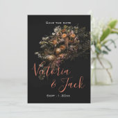 Bewaar de datum Moody Bloemig,sinaasappel Wit Bloe Kaart (Staand voorkant)