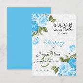 Bewaar de datum Mooie babyblauwe huwelijksbloemen Save The Date (Voorkant / Achterkant)