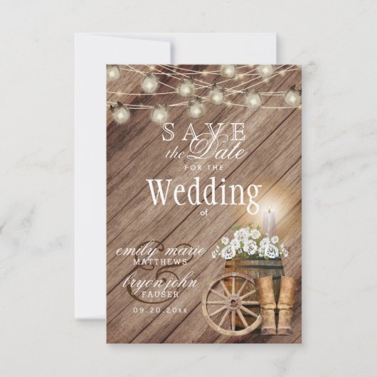 Bewaar de datum Mooie Rustieke Houten Vat Save The Date (Voorkant)