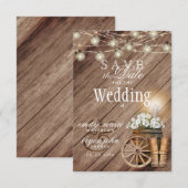 Bewaar de datum Mooie Rustieke Houten Vat Save The Date (Voorkant / Achterkant)