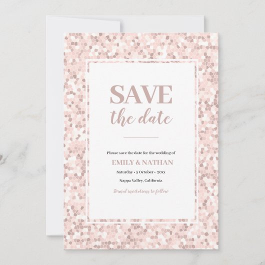 Bewaar de datum Mozaïek Dusty Pink Invitation Kaart (Voorkant)