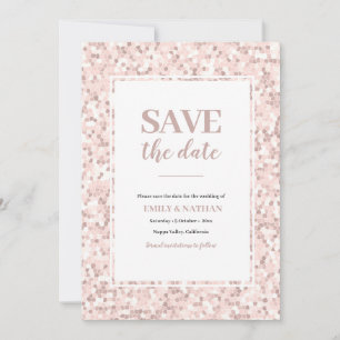 Bewaar de datum Mozaïek Dusty Pink Invitation Kaart
