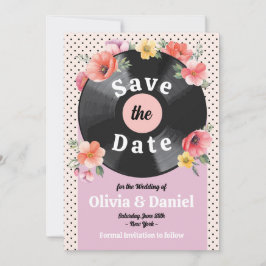 Bewaar de datum Muziek Record Bruiloft Bloemen jar Save The Date