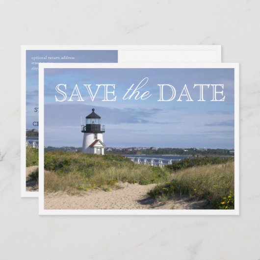 Bewaar de datum Nantucket Wedding Brant Point Ligh Aankondigingskaart (Voorkant / Achterkant)