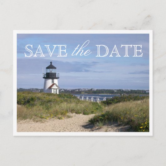 Bewaar de datum Nantucket Wedding Brant Point Ligh Aankondigingskaart (Voorkant)