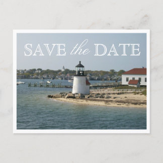 Bewaar de datum Nantucket Wedding Brant Point Ligh Aankondigingskaart