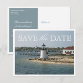 Bewaar de datum Nantucket Wedding Brant Point Ligh Aankondigingskaart (Voorkant / Achterkant)