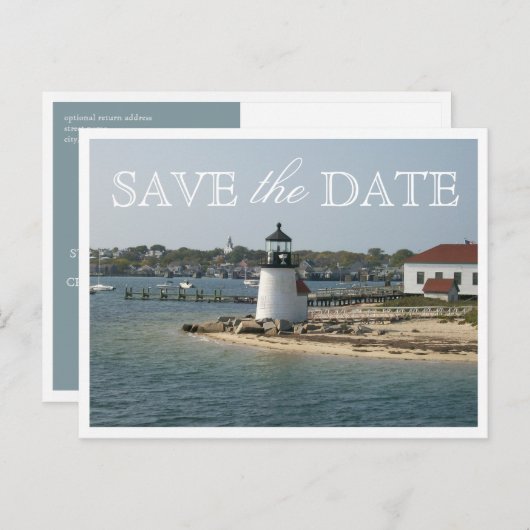Bewaar de datum Nantucket Wedding Brant Point Ligh Aankondigingskaart (Voorkant / Achterkant)