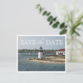Bewaar de datum Nantucket Wedding Brant Point Ligh Aankondigingskaart (Staand voorkant)