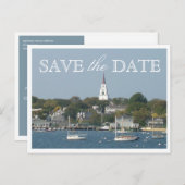 Bewaar de datum Nantucket Wedding Tranquil Harbor Aankondigingskaart (Voorkant / Achterkant)