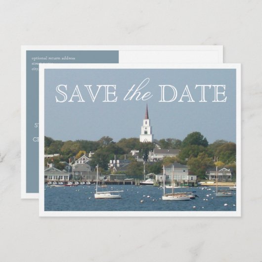Bewaar de datum Nantucket Wedding Tranquil Harbor Aankondigingskaart (Voorkant / Achterkant)