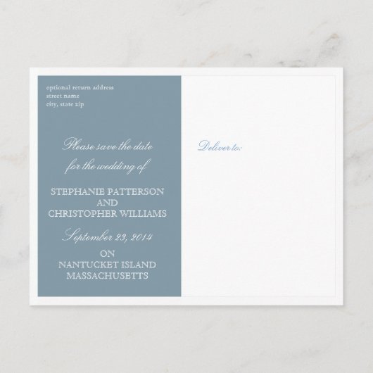 Bewaar de datum Nantucket Wedding Tranquil Harbor Aankondigingskaart (Achterkant)