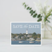 Bewaar de datum Nantucket Wedding Tranquil Harbor Aankondigingskaart (Staand voorkant)