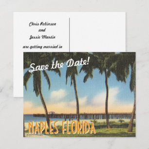 Bewaar de datum Naples Florida Vintage Briefkaart