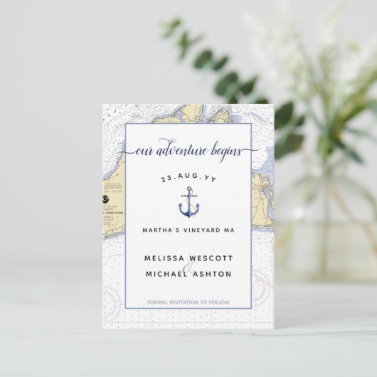 Bewaar de datum #Nautical Anchor | #SaveTheDate MV Aankondigingskaart (Staand voorkant)