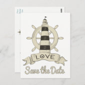 Bewaar de datum Nautical Lighthouse Verloving Briefkaart (Voorkant / Achterkant)