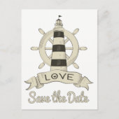 Bewaar de datum Nautical Lighthouse Verloving Briefkaart (Voorkant)